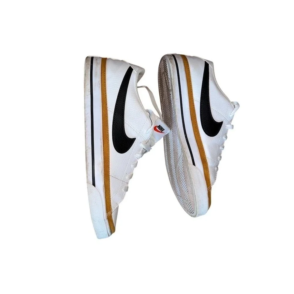 Nike Court Legacy Low Top Sneakers Men's Size‎ 9.5 White Black Desert Ochre
